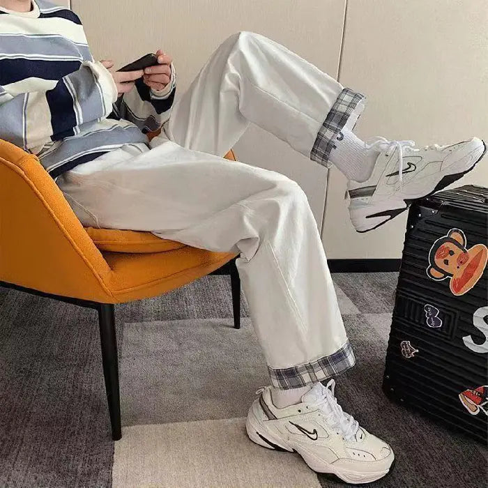 Pantalones Cargo de Mezclilla de Cintura Alta y Nueve Puntos