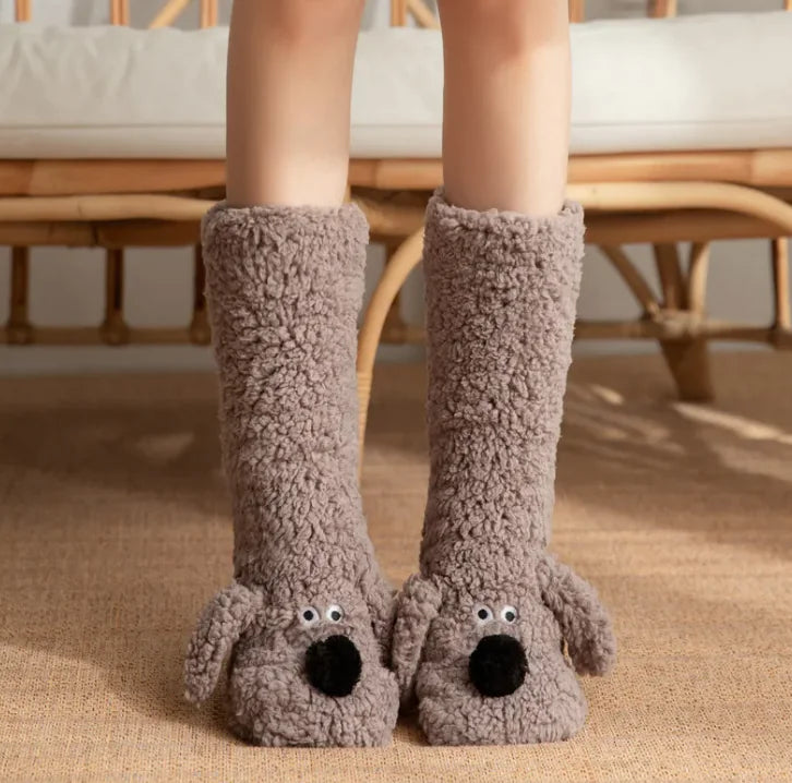 Calcetines de Peluche de Perrito para Mujer
