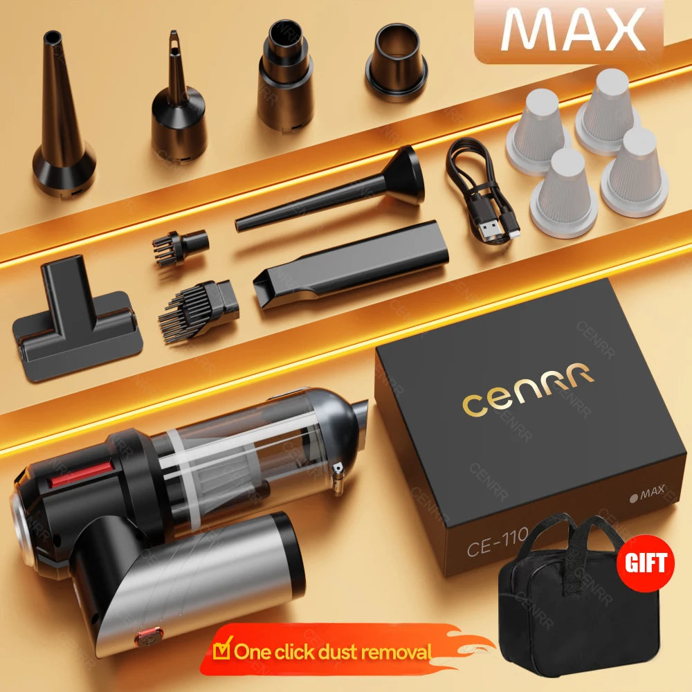 Aspiradora para coche CENRR Mini 998000 Pa, potente, inalámbrica y portátil, para el hogar, aspiradora de mano con función de soplador para limpieza del coche.