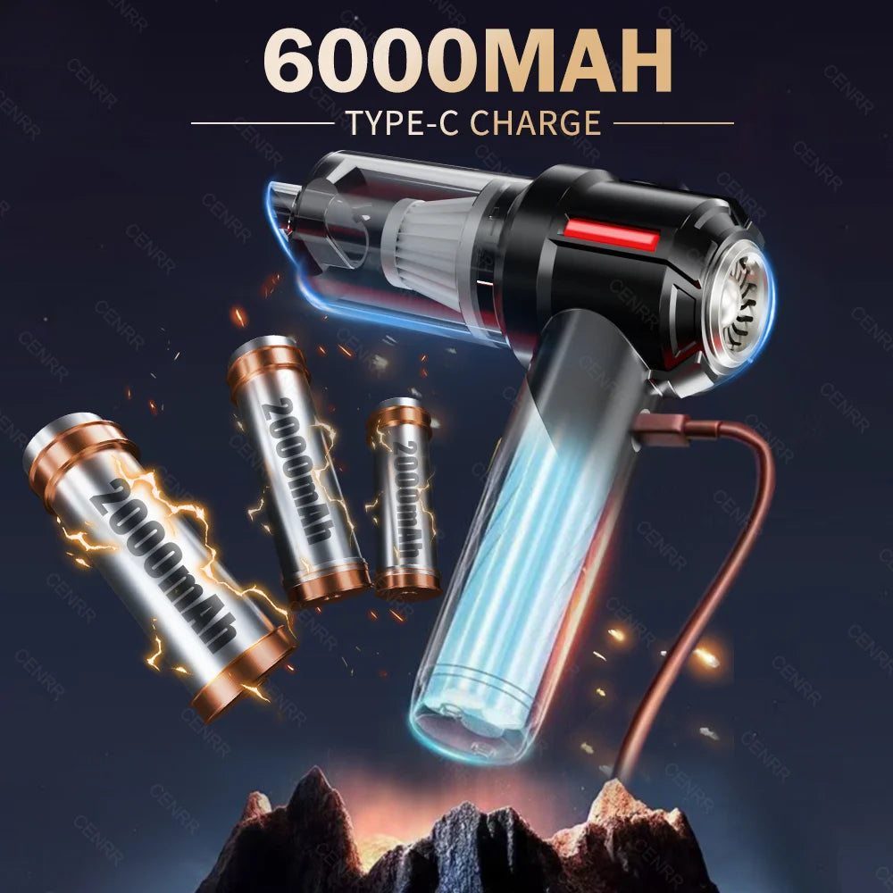 Aspiradora para coche CENRR Mini 998000 Pa, potente, inalámbrica y portátil, para el hogar, aspiradora de mano con función de soplador para limpieza del coche.