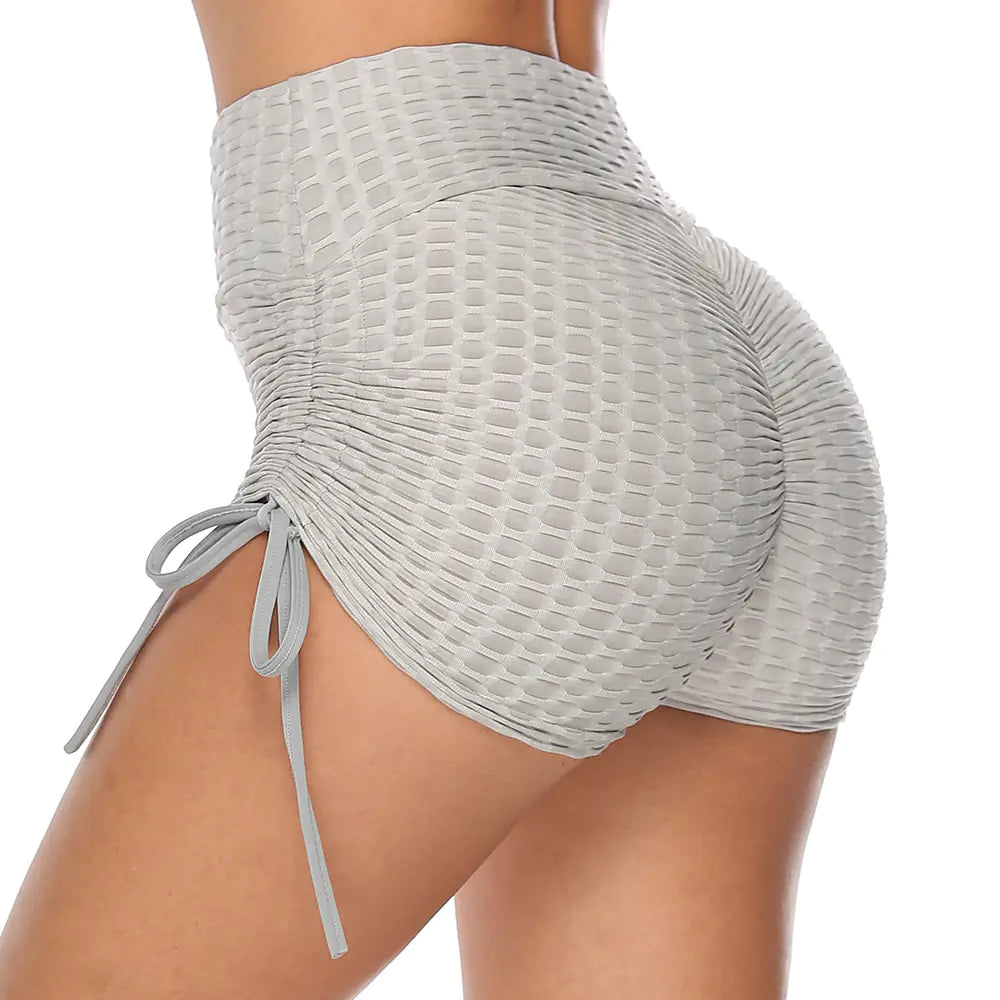 Shorts Texturizados con Cordón para Gimnasio y Yoga Fitness