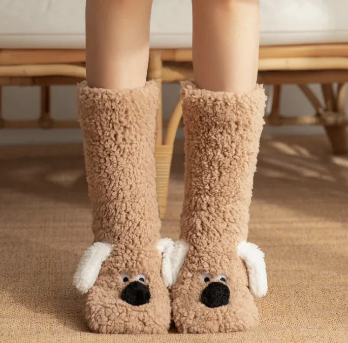 Calcetines de Peluche de Perrito para Mujer