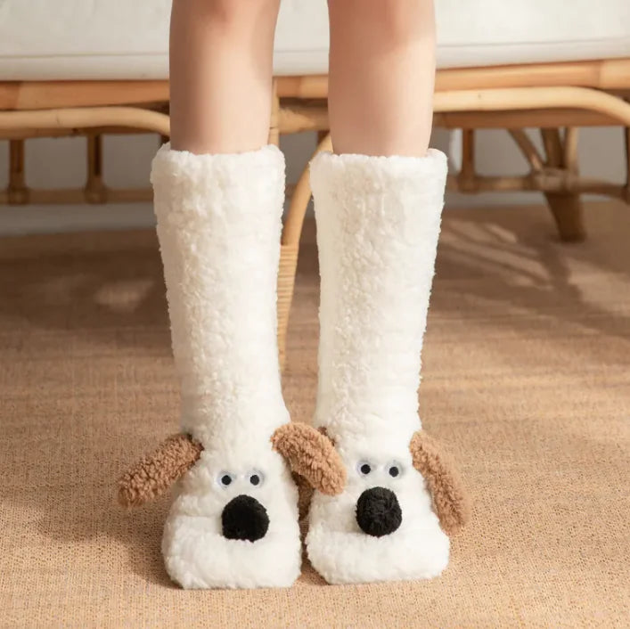 Calcetines de Peluche de Perrito para Mujer