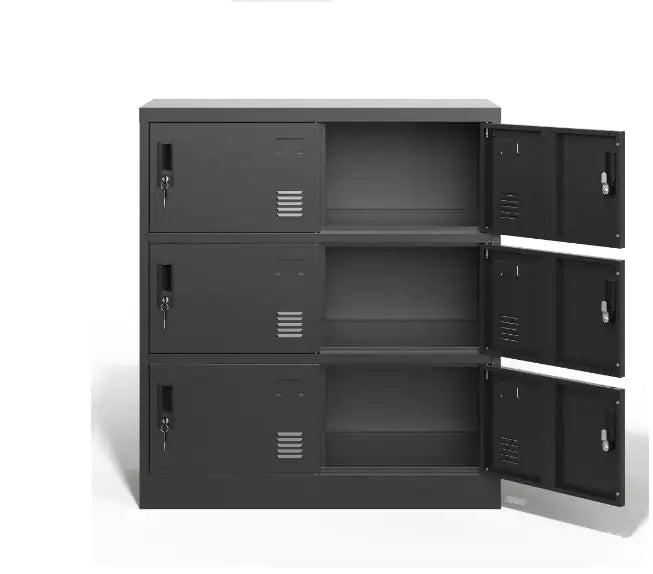 Taquilla Metálica de 6 Puertas con Ranura para Tarjeta – Color Negro