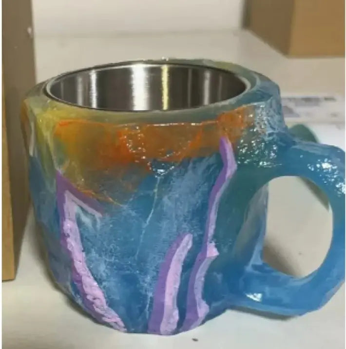 Taza de Café de Resina y Cristal Mineral