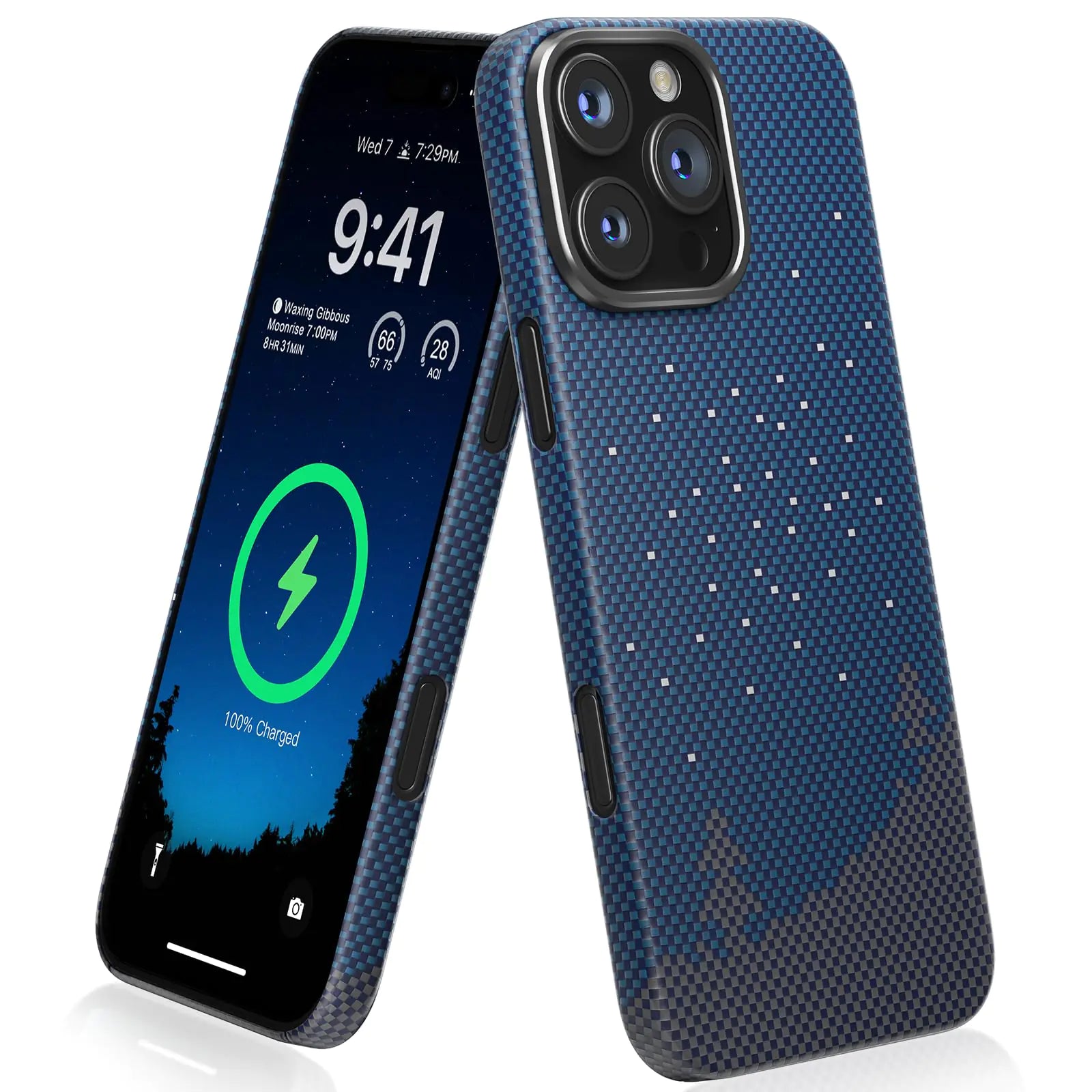 Funda Magnética memumi para iPhone 16 Pro de Fibra de Carbono, Compatible con Mag-Safe, Cubierta Resistente y Duradera para iPhone 16 Pro de Fibra de Aramida con Protección Militar Contra Caídas, Negra